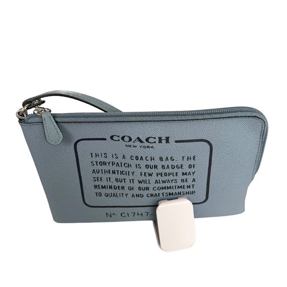 Set Reversible Coach Brown & Blue Signature Monogram City Tote w/Matching Pouch - Picture 3 of 6